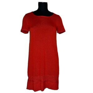 Hermes NWT Short Sleeve Dress Silk & Cotton Made In Italy Jasper Red